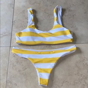 yellow striped bikini